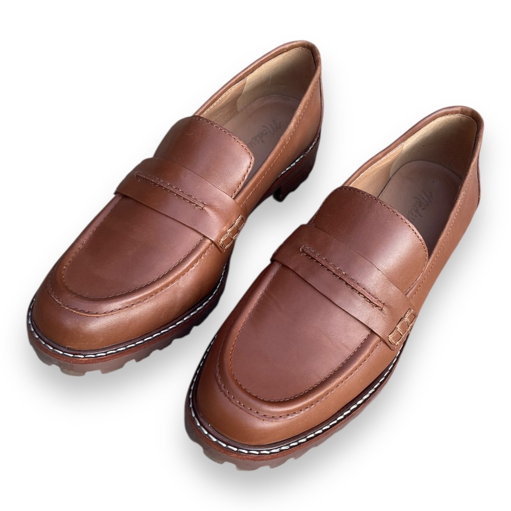 Madewell Bradley Lugsole Penny Loafer English Saddle Tan Leather Shoes Size 7